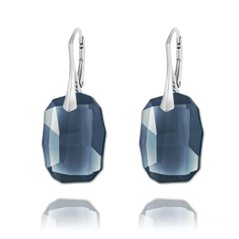 Denim Blue Large Crystal Earrings