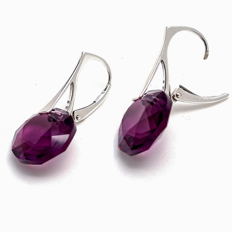 February Aquarius Amethyst BIRTHSTONE Leverback Earrings, [product type], - Personalised Silver Jewellery Ireland by Magpie Gems