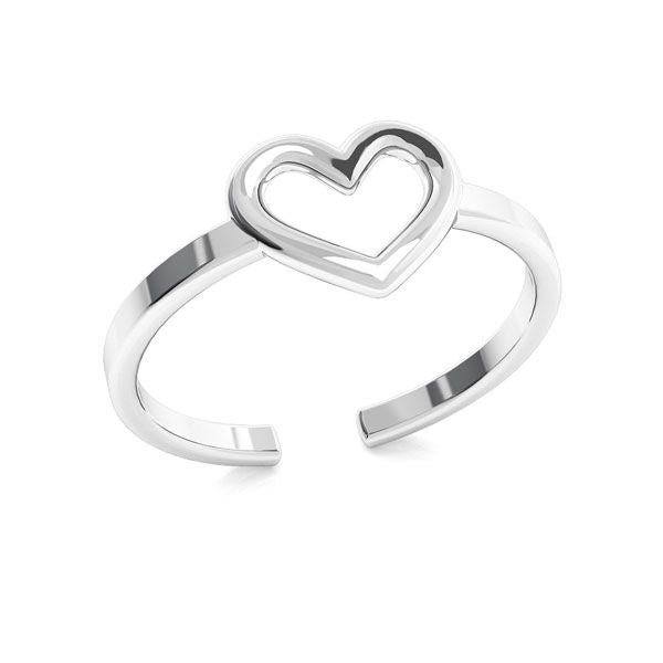 Open Heart Adjustable Ring in Nickel-Free Sterling Silver by Magpie Gems.