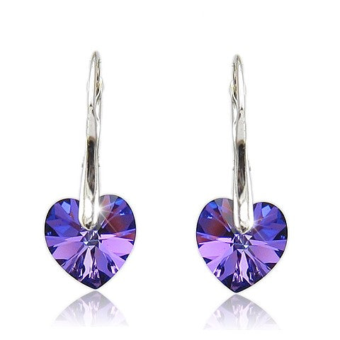 Dainty Heart Earrings in Heliotrope - Magical Purple and Blue Tones