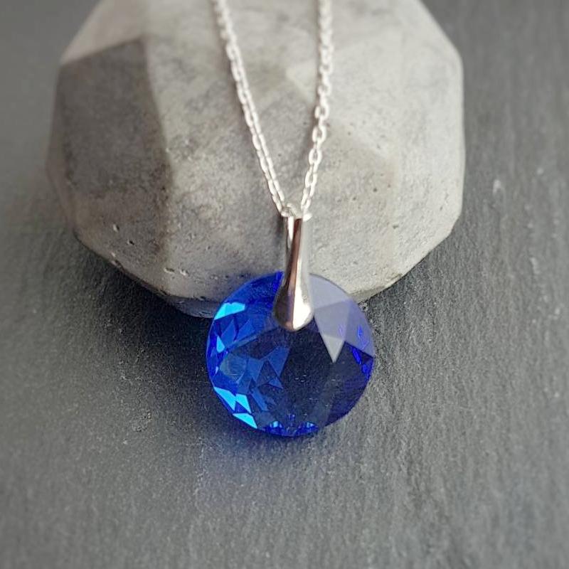 September BIRTHSTONE VIRGO Sapphire crystal earrings and necklace set, [product type], - Personalised Silver Jewellery Ireland by Magpie Gems