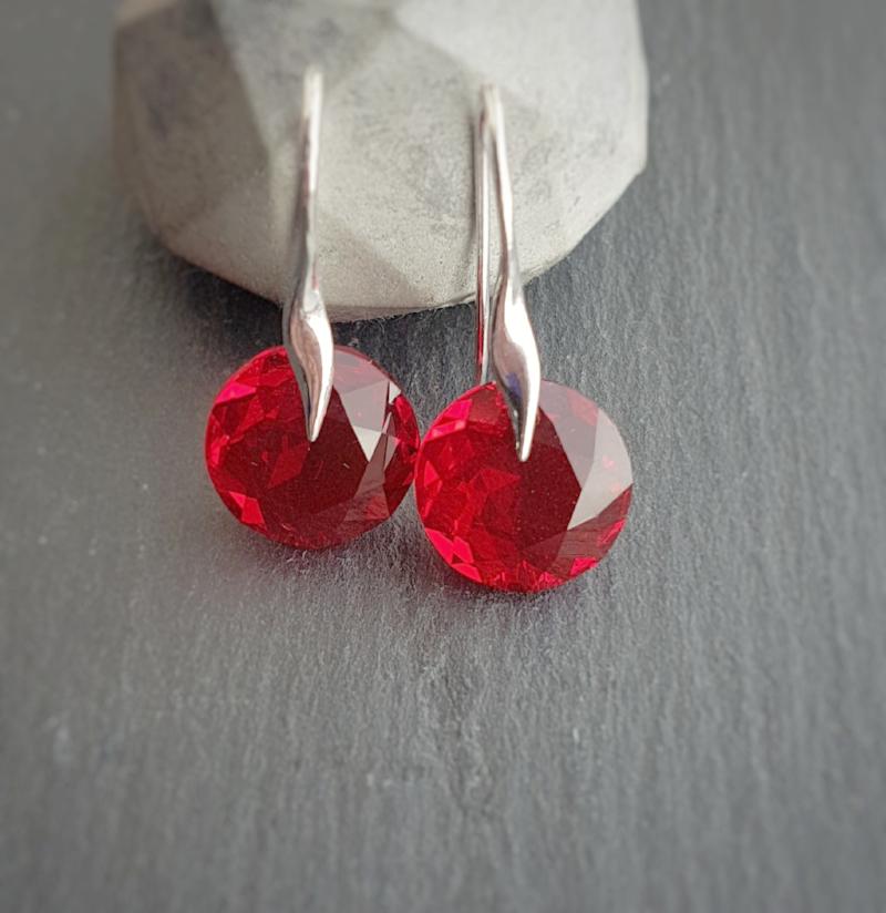 July BIRTHSTONE Cancer Light Siam red crystal earrings and necklace set, [product type], - Personalised Silver Jewellery Ireland by Magpie Gems