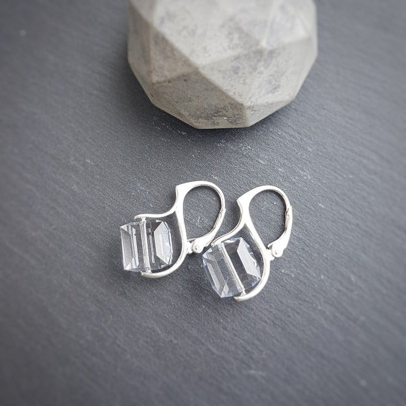 Cube Crystal Earrings, [product type], - Personalised Silver Jewellery Ireland by Magpie Gems