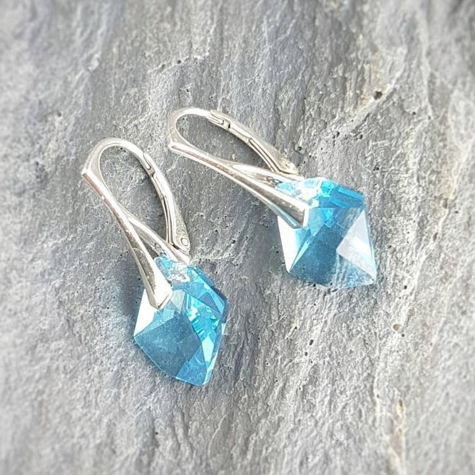 Aquamarine Cosmic Crystal Earrings, [product type], - Personalised Silver Jewellery Ireland by Magpie Gems