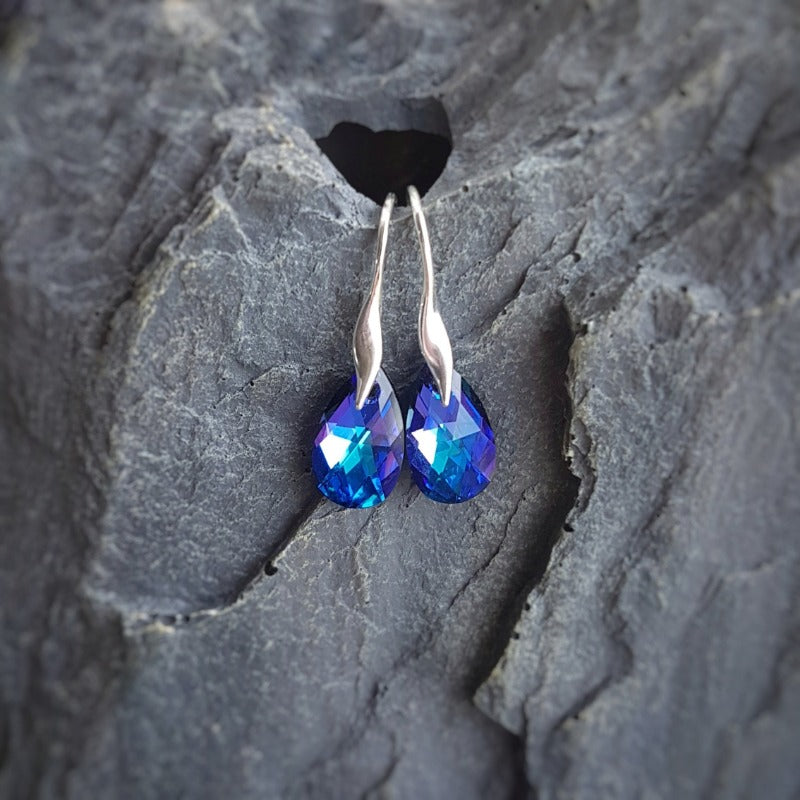 Crystal teardrop earrings and pendant necklace set, [product type], - Personalised Silver Jewellery Ireland by Magpie Gems
