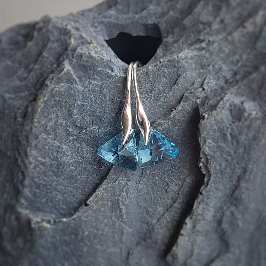 Aquamarine Triangle Crystal Jewellery Set, [product type], - Personalised Silver Jewellery Ireland by Magpie Gems