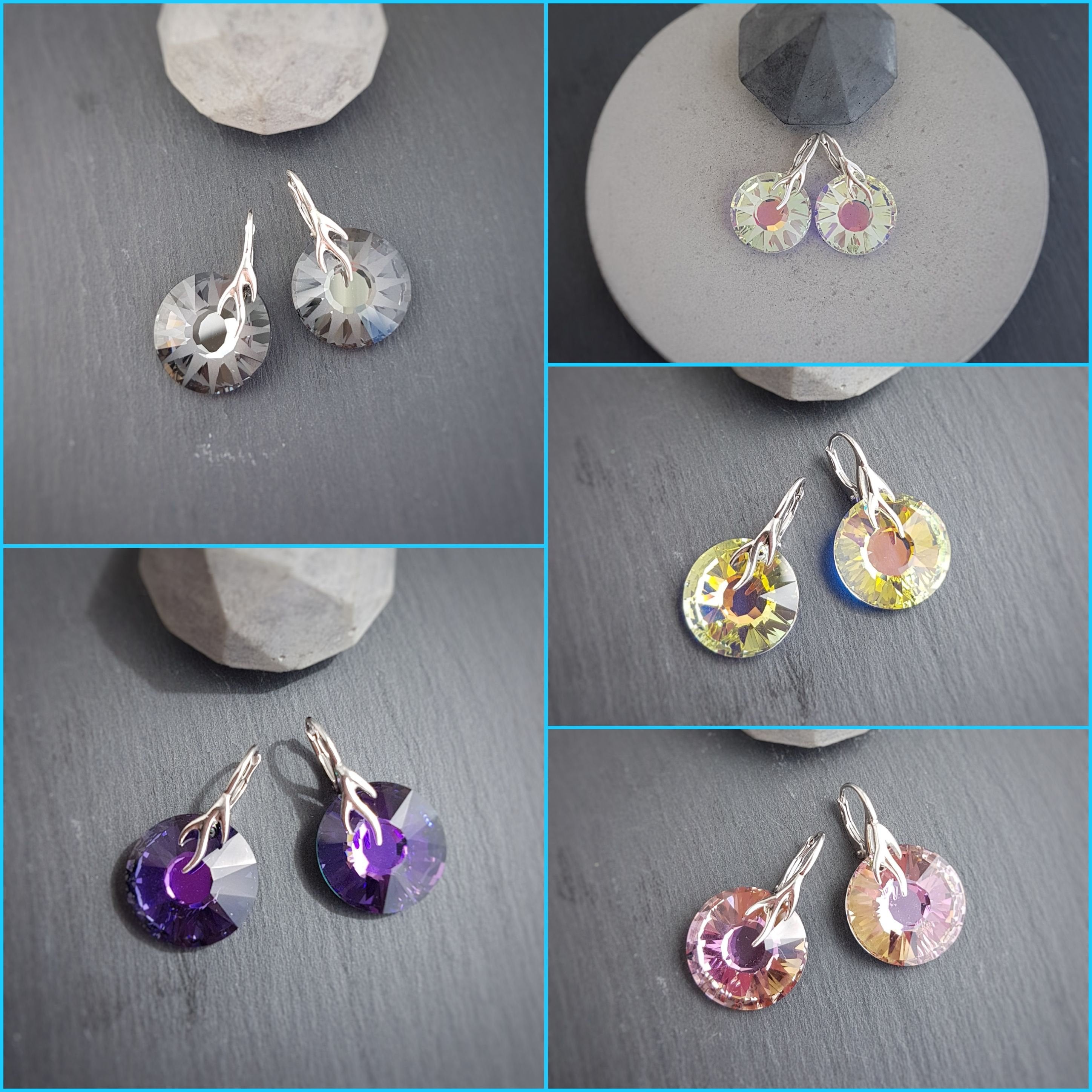 Sun Crystal Earrings | Choose your colour, [product type], - Personalised Silver Jewellery Ireland by Magpie Gems