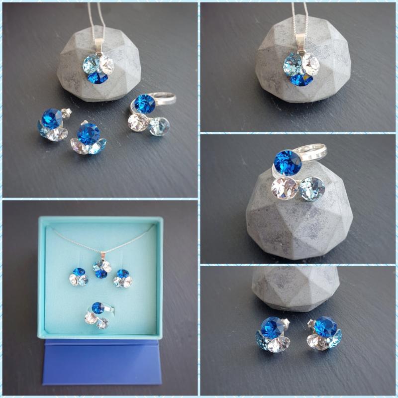 Blue Crystal Fusions Set, [product type], - Personalised Silver Jewellery Ireland by Magpie Gems