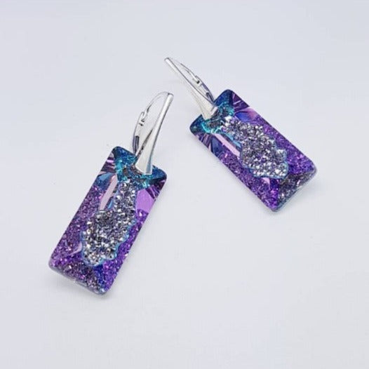 Growing Rectangle Crystal Earrings, [product type], - Personalised Silver Jewellery Ireland by Magpie Gems