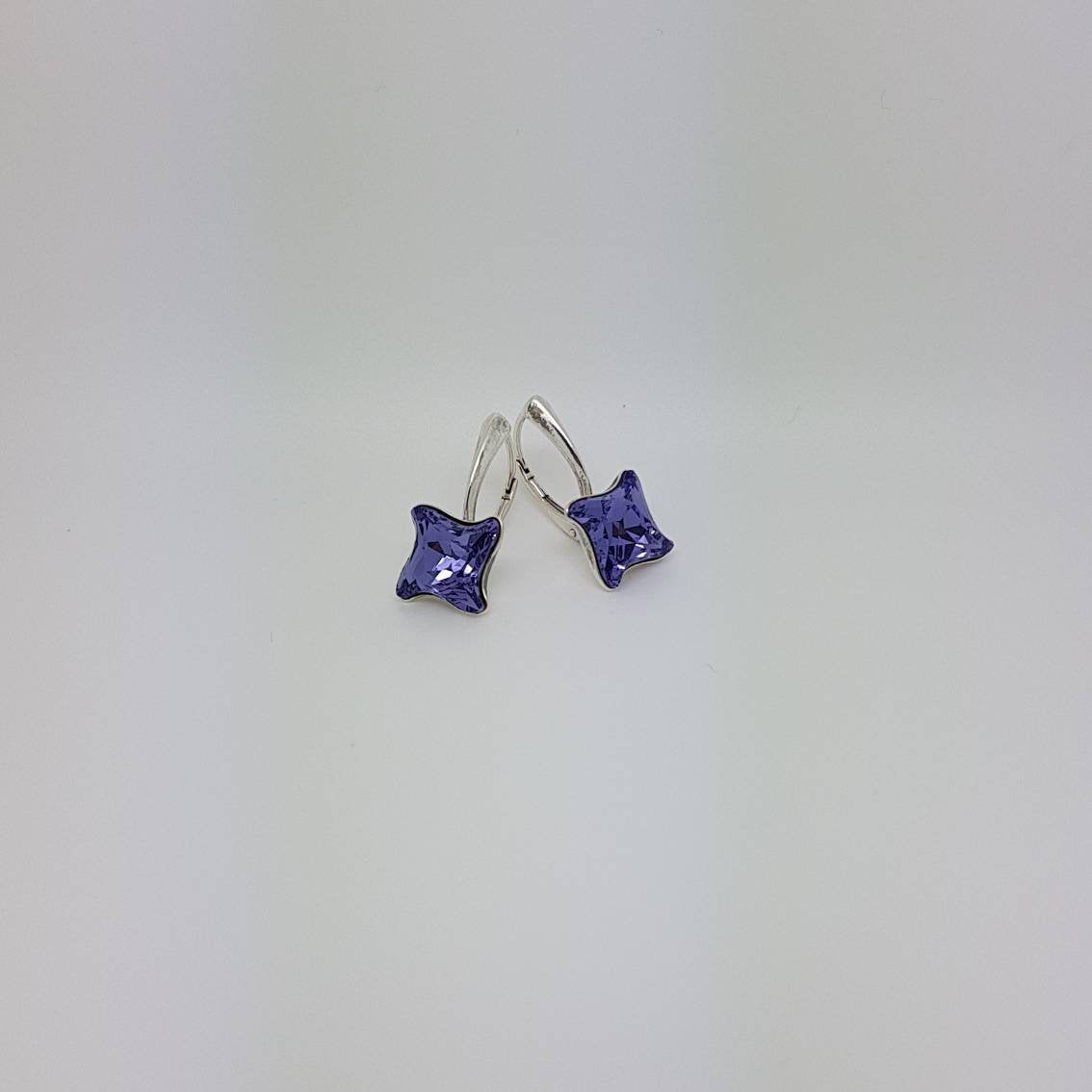 Ultra Violet Twisted Crystal Earrings | Lever Back Earrings, [product type], - Personalised Silver Jewellery Ireland by Magpie Gems