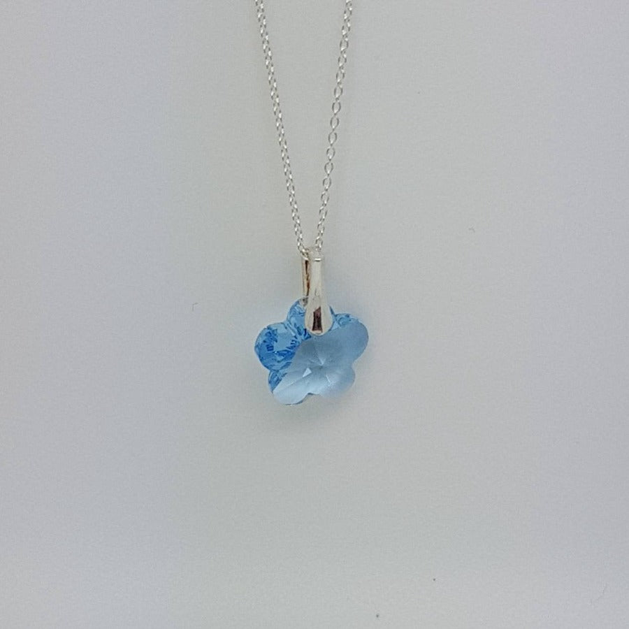 Aquamarine Flower Jewellery set with Leverback earrings and sterling silver pendant, Gift Boxed, [product type], - Personalised Silver Jewellery Ireland by Magpie Gems