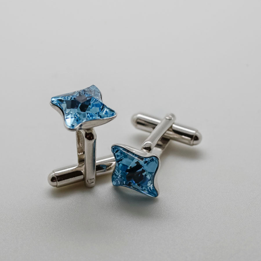 Aquamarine Twister Cufflings in Silver, Shop in Ireland, gift for Anniversary