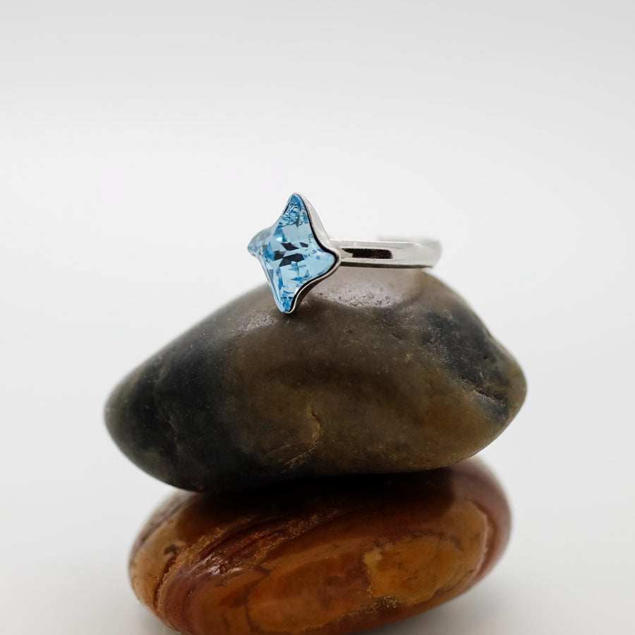 Aquamarine Solitaire Ring in Silver - Twister Sky - Personalised Sterling Silver Jewellery Ireland. Birthstone necklace. Shop Local Ireland - Ireland