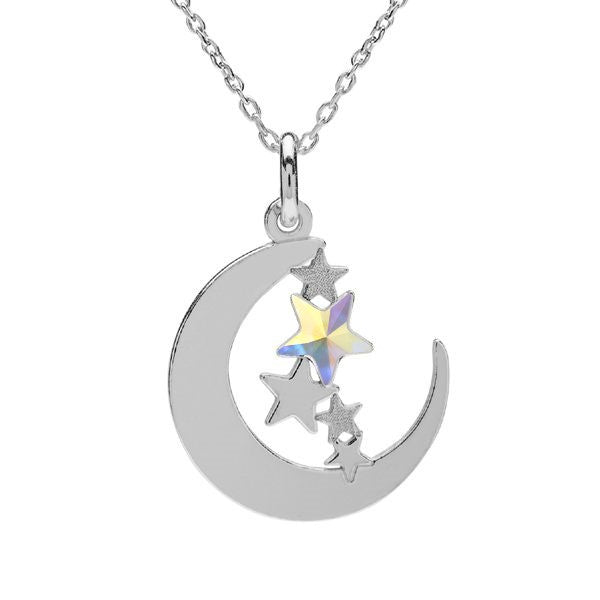 Close-up of celestial-inspired star crystal on sterling silver necklace, perfect gift for your daughter