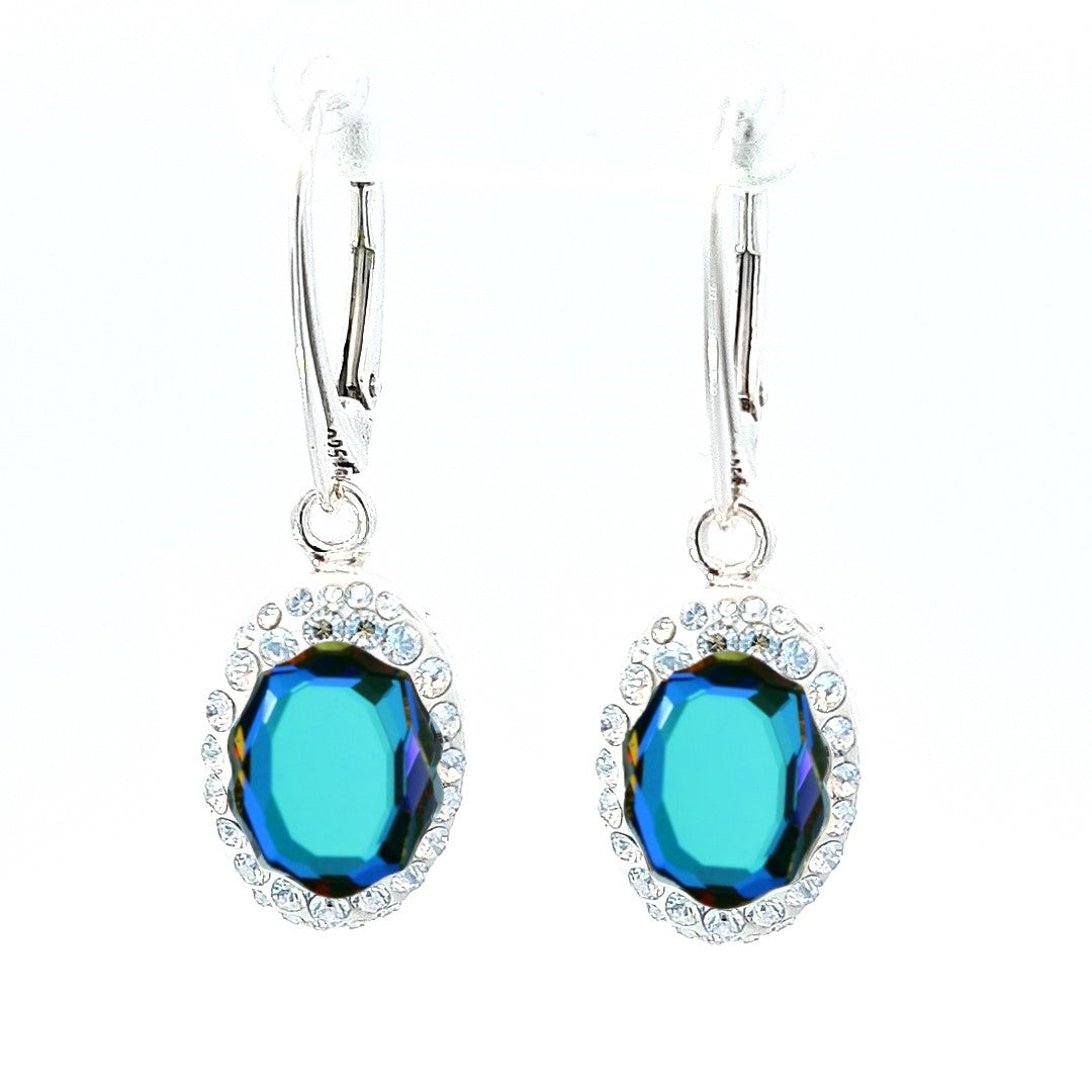 Oval Pave Style silver earrings | Choose your colour