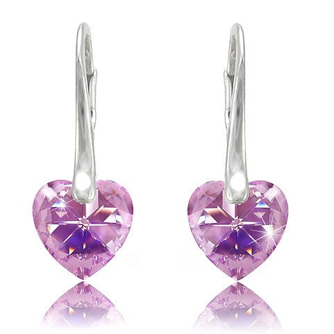 Dainty Heart Earrings in Violet Lavender - Soft, Floral Grace