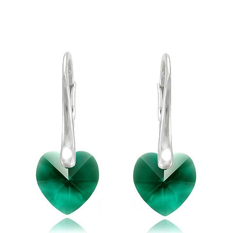 Dainty Heart Earrings in Emerald - Rich Green, Symbol of Growth from Ireland
