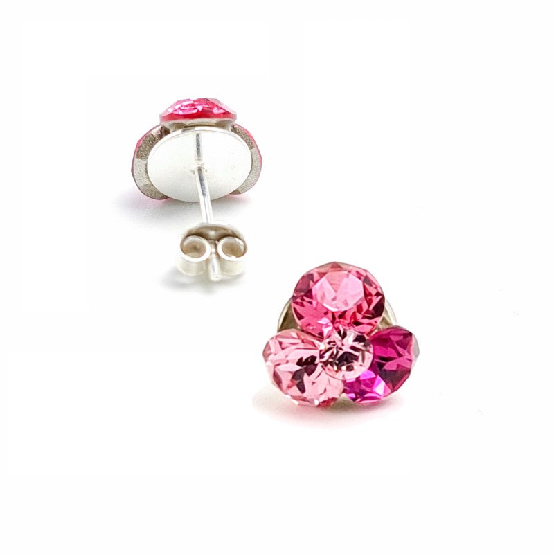 Shades of pink Crystal Fusions stud earrings, [stud earrings], - Personalised Silver Jewellery Ireland by Magpie Gems
