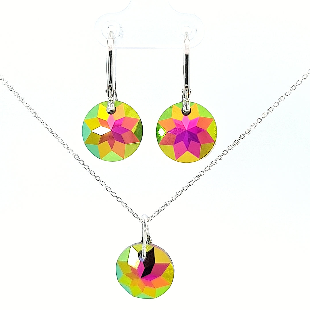 Rainbow earrings and necklace jewellery set | Vitrail Medium
