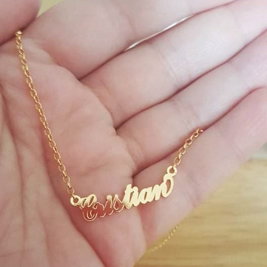 Name necklace with heavier chain gold plated - Personalised Sterling Silver Jewellery Ireland. Birthstone necklace. Shop Local Ireland - Ireland