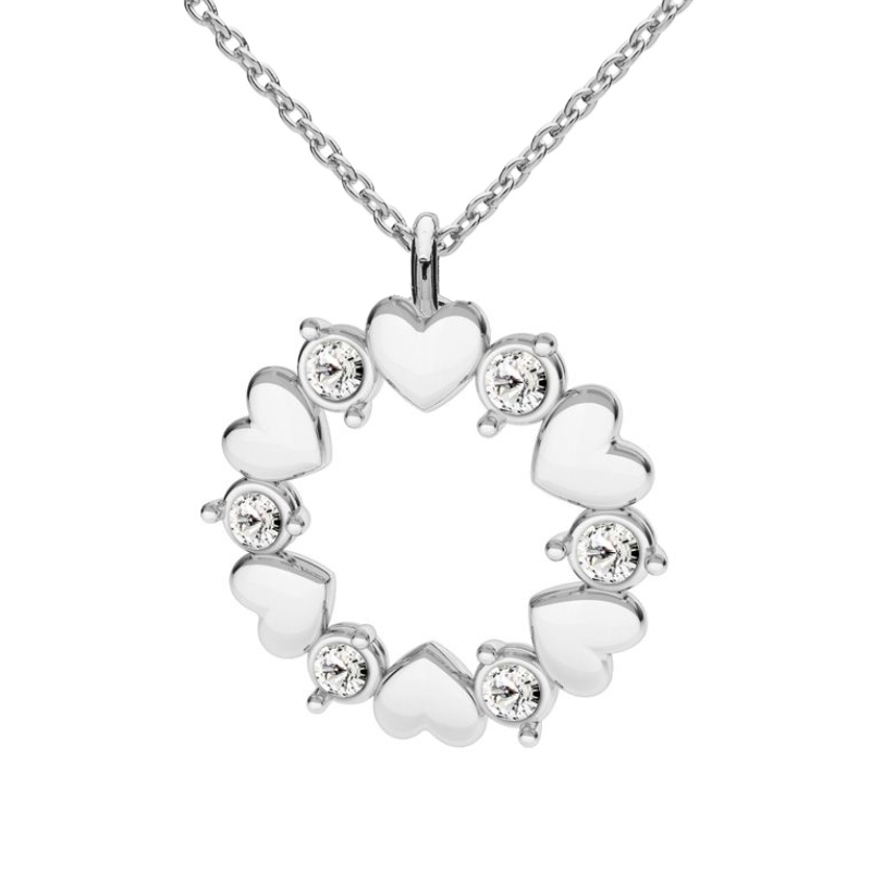 Radiant Rosette with Hearts and Crystals Necklace