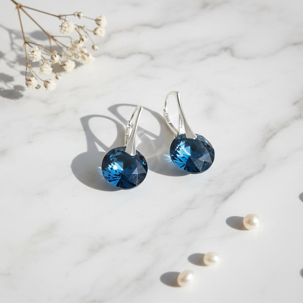 Montana Blue December birthstone drop earrings in sterling silver — Magpie Gems