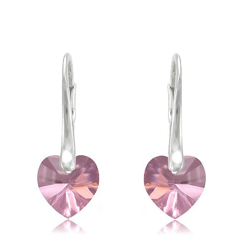 Dainty Heart Earrings in Rose Pink - Gentle Affection in Crystal