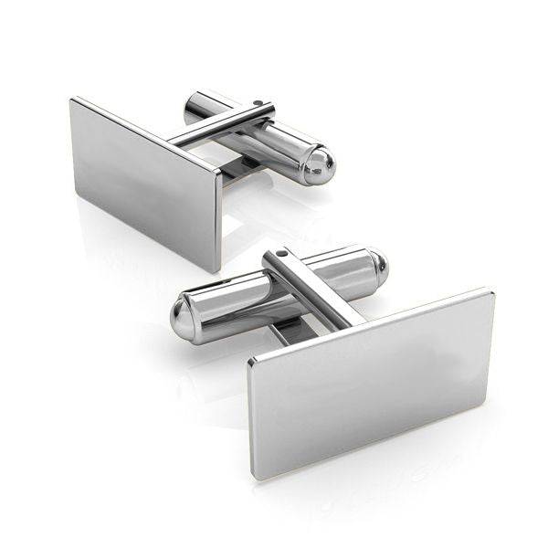 Simple Silver Rectangle Cufflinks, [product type], - Personalised Silver Jewellery Ireland by Magpie Gems
