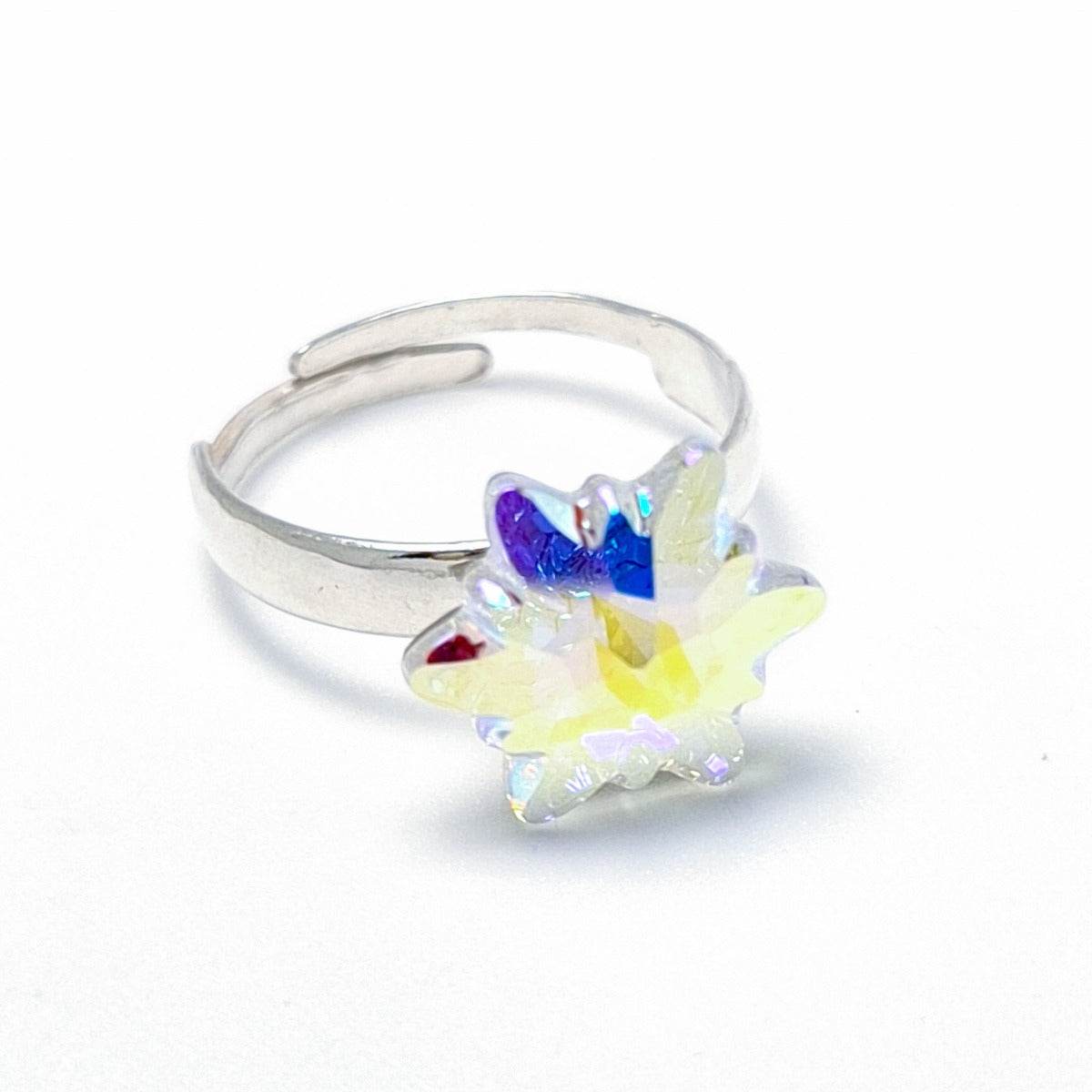 Aurora Borealis Edelweiss Crystal Ring in Nickel-Free Sterling Silver by Magpie Gems