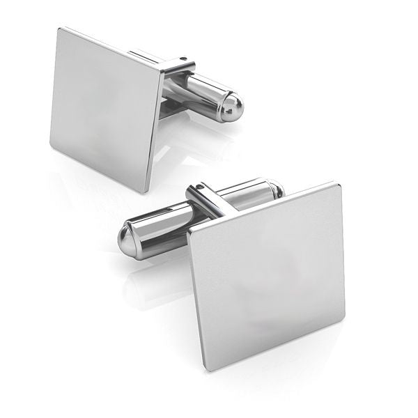 Simple Silver Square Cufflinks - Personalised Sterling Silver Jewellery Ireland. Birthstone necklace. Shop Local Ireland - Ireland
