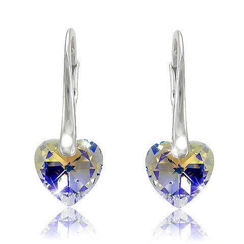 Dainty Heart Earrings in Crystal AB - Radiant Light Reflections