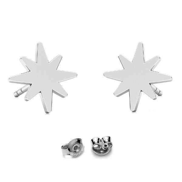 Christmas Star studs ear post earrings in sterling silver for sensitive ears by Magpie Gems Cork Ireland