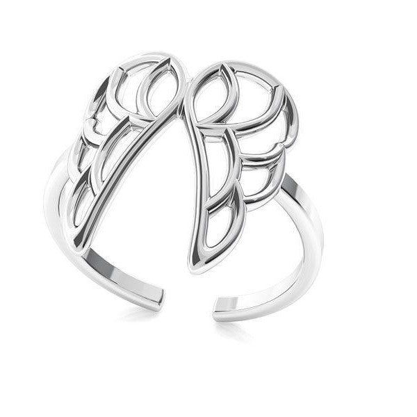 Double Angel Wings Open Ring in Nickel-Free Sterling Silver by Magpie Gems.